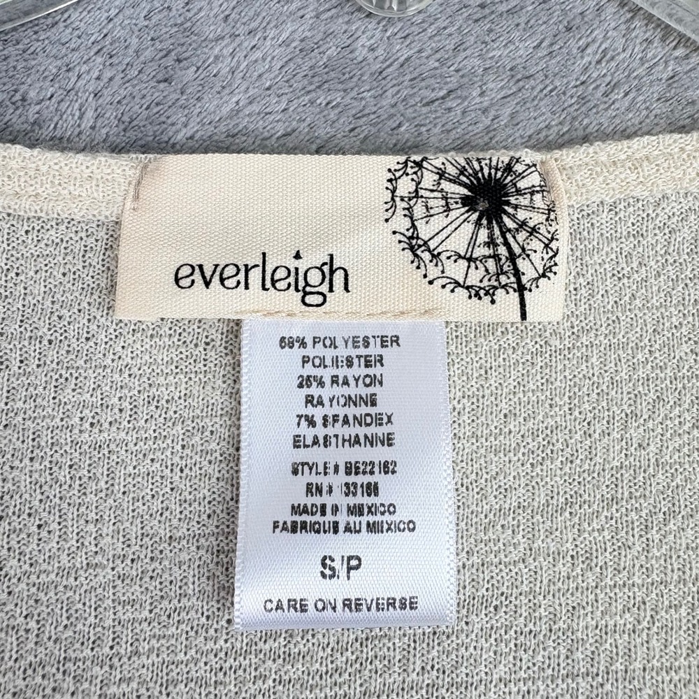 Everleigh Womens S‎ Cream Surplice Wrap Top Smocked Waist Bishop Sleeve Casual - Picture 5 of 8